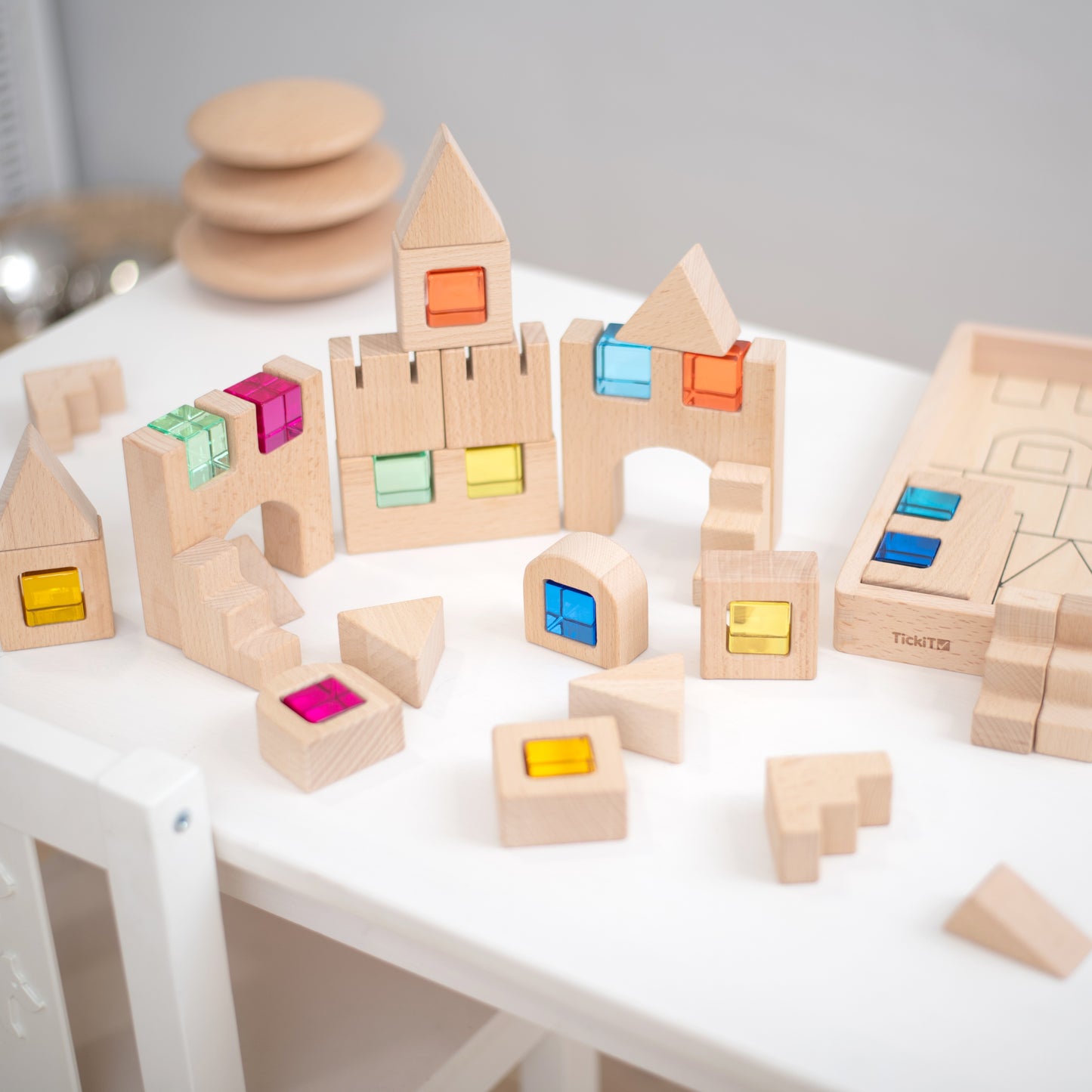 Ξύλινα και ακρυλικά τουβλάκια Σπιτάκια